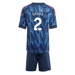Arsenal William Saliba #2 Uit tenue Kids 2025-26 Korte Mouw (+ Korte broeken)